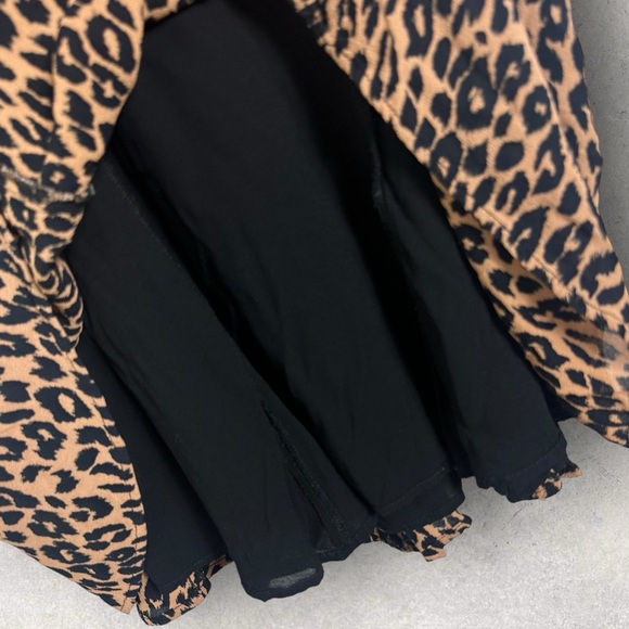 Reformation Leopard Print Gracie Dress Size 12 Ruched Short Sleeves Boho Mini - Picture 12 of 16
